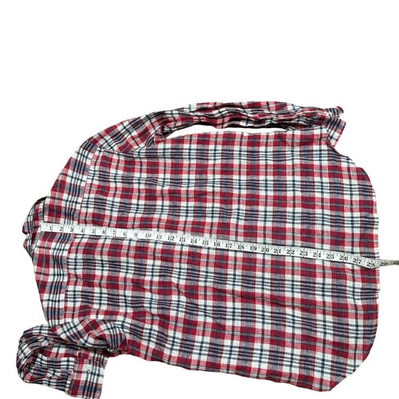 FRANK & EILEEN Shirt Women's Sz Small Red Blue Plaid Eileen 100% Linen Button Up - Picture 9 of 11